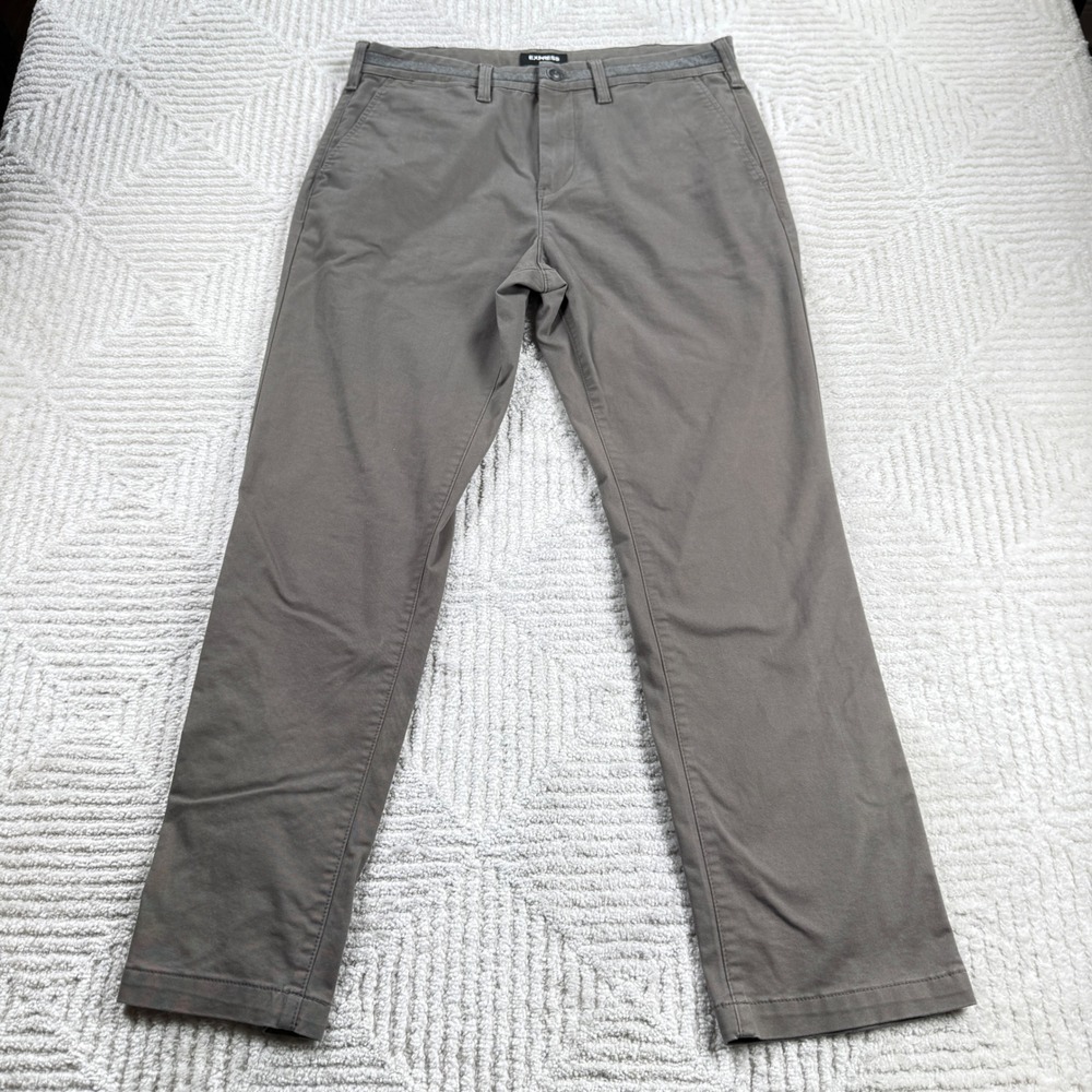 Express 365 Comfort Slim Chino Pants Mens 32x30 Gray Stretch Work Casual Modern